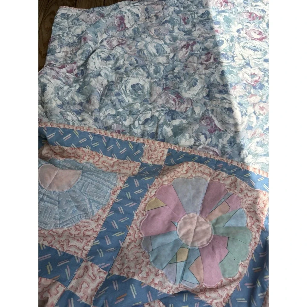 Vintage Fabric Dresden Plate Quilt Blanket 86